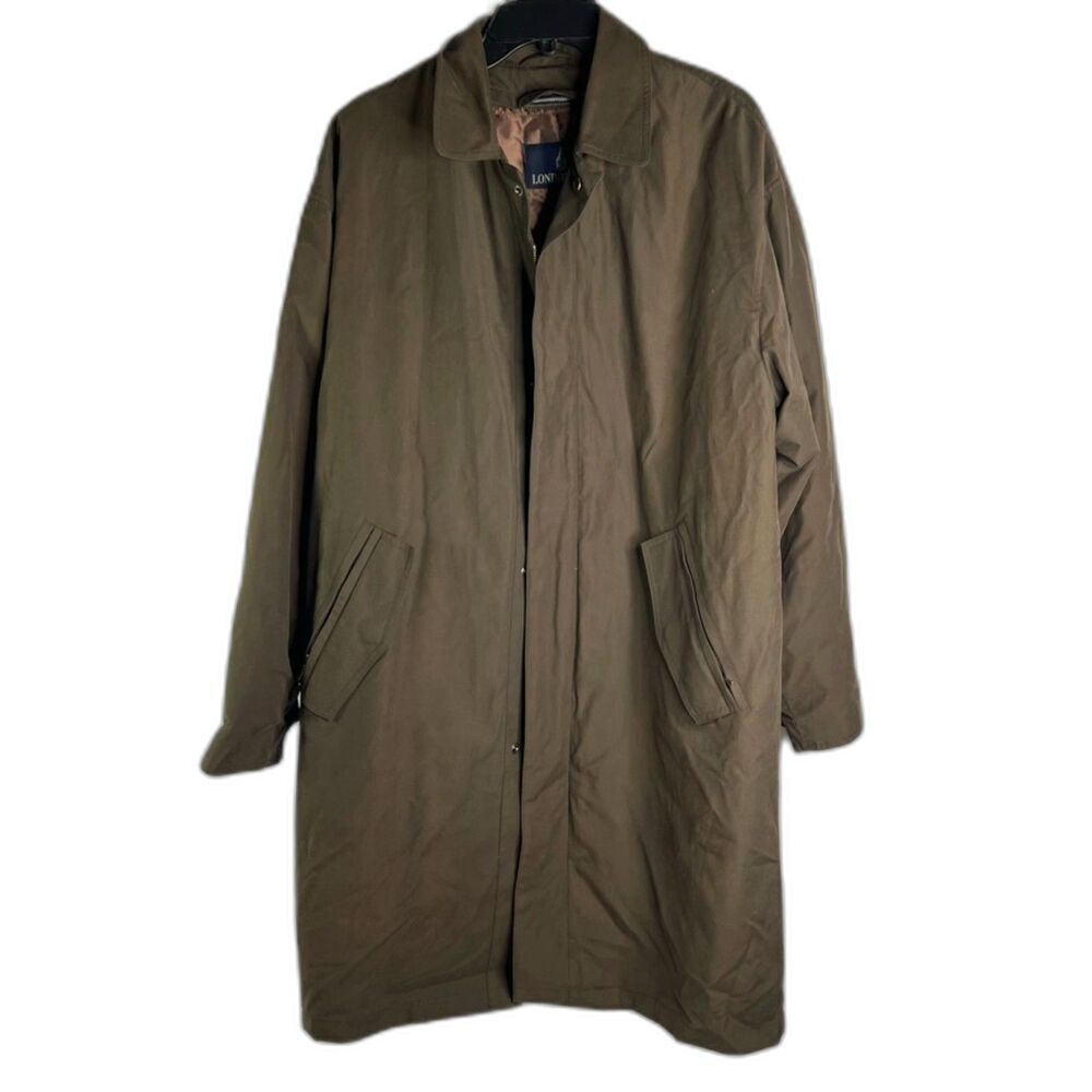 London Fog‎ NWT Rainwear Short Trench Coat Green Removable Liner Sz Medium